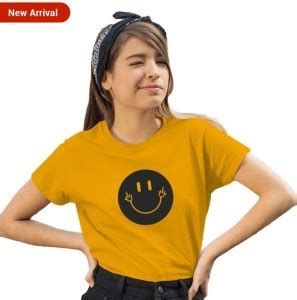 AAS DESIGNS Printed Women Round Neck Yellow T-Shirt - Buy AAS DESIGNS ...