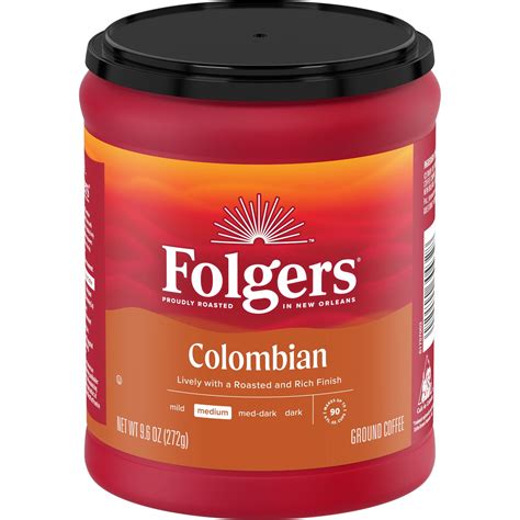 Folgers Medium Roast Colombian Ground Coffee, Rich and Lively Flavor, 9 ...