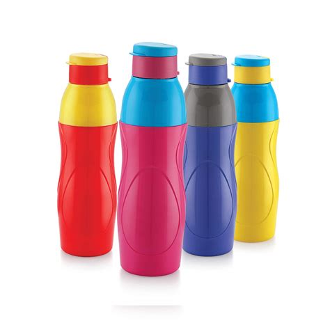 Cello Puro Curve Plastic Water Bottle Set, 600ml, Set of 4, Assorted ...