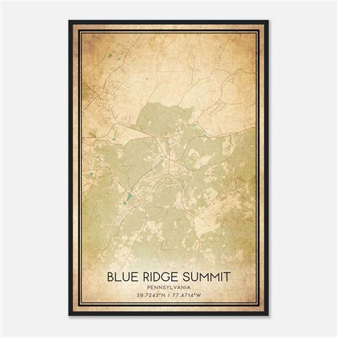 Vintage Blue Ridge Summit Pennsylvania Map Poster, Blue Ridge Summit PA ...