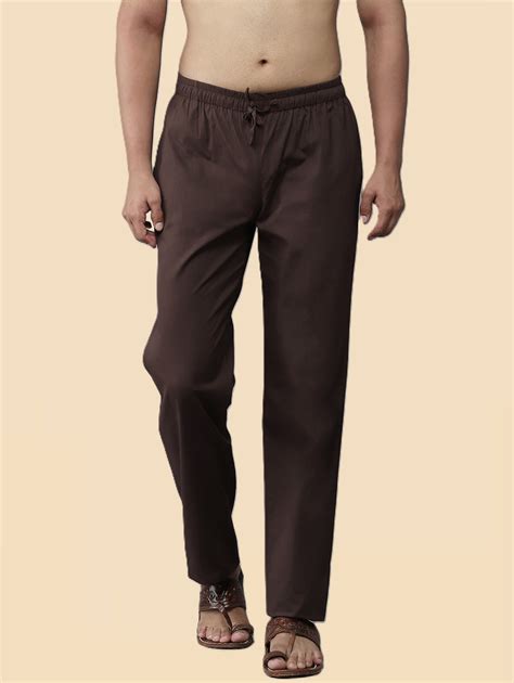 Classic Comfort: Men's Brown Solid Cotton Pyjamas | See Designs