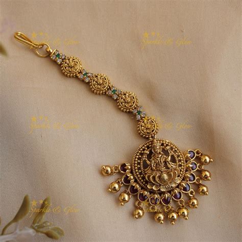 Lakshmi Flower Maang Tikka with Ruby & Gold Beads – Sparkle and Glow
