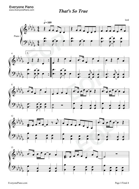 Thats So True-Gracie Abrams五线谱预览1-钢琴谱文件（五线谱、双手简谱、数字谱、Midi、PDF）免费下载