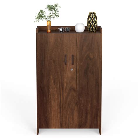 Brooklyn Tall Engineered Wood 2 Doors with Lock Shoe Rack — Bluewud