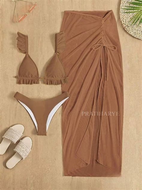 Solid Beach Bikini set with Sarong – PRATIHARYE