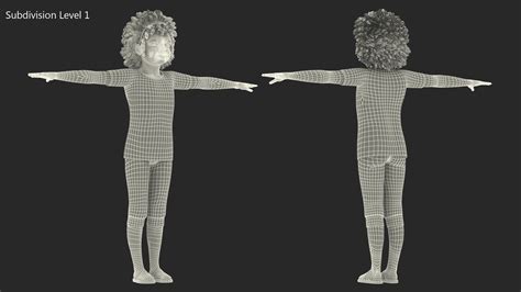 Black Child Girl Home Style T-pose 3D model | 3D Molier International