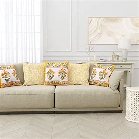 Buy BLOCKS OF INDIA Hand Block Printed Cotton Cushion Cover (16 X 16 ...