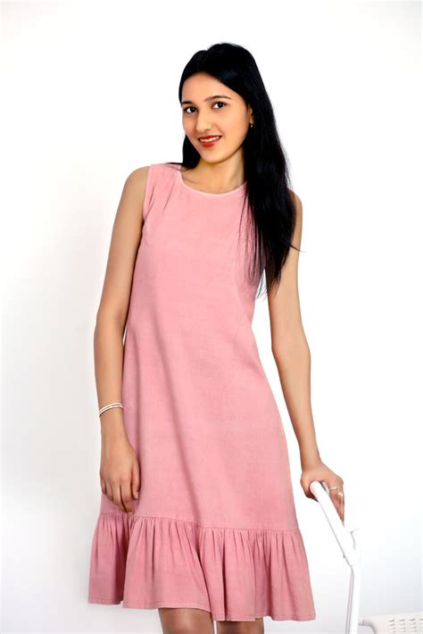 Peach Frill Dream Dress – Aadya Moda