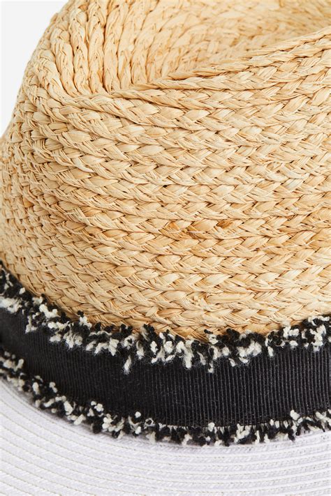 Straw hat - Light beige/Block-coloured - Ladies | H&M IN