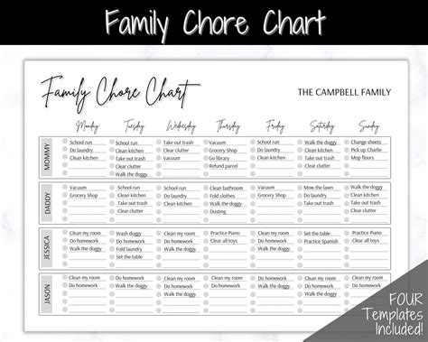 Chore Chart Templates