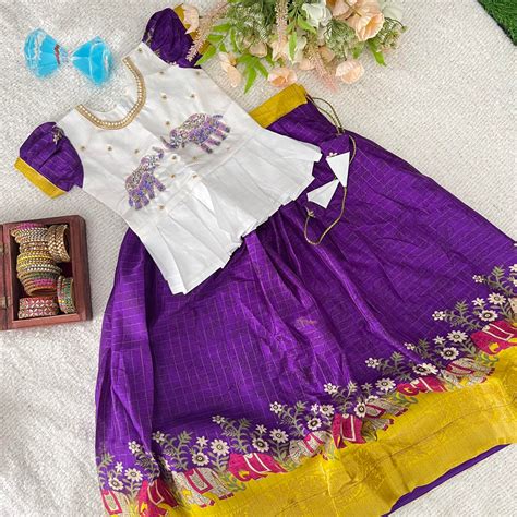 Purple & White Color Embroidered Girls Lehenga Set -VS3494 – vrikshamindia