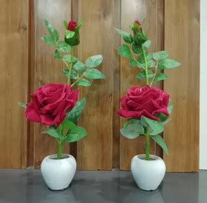 KanRaj Red Rose For Home, Office Decor Study Table & Flower Bonsai Red ...