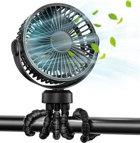Stroller Fan, Battery Operated Clip On Portable Fan, 360°Rotate USB ...