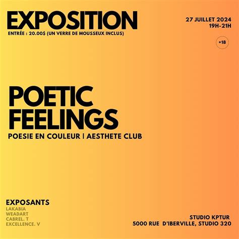 Poetic Feelings, Kptur Studio, Montreal, 27 July 2024 | AllEvents