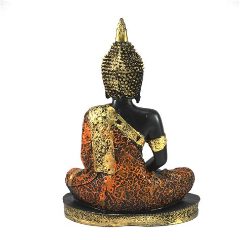 Orange Meditating Buddha Decorative Showpiece - eCraftIndia Online