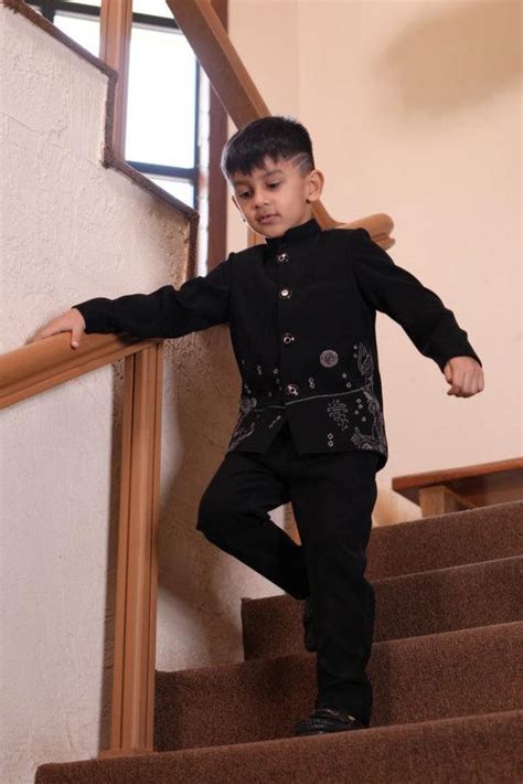 Midnight Prowl Themed Embriodered Bandgala Jodhpuri Blazer Set – Funny ...