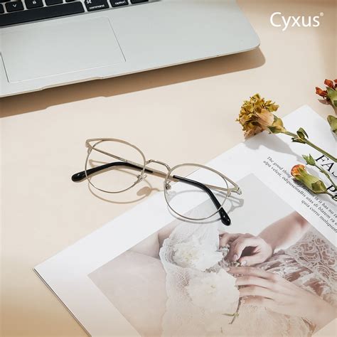 Cyxus Blue Light Glasses for Women Cat Eye Wire Frame UV Blocking ...