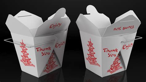3D Chinese Restaurant Opened Takeout Box 32 Oz model | 3D Molier ...