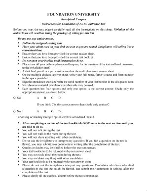 Foundation University Entry Test Past Papers - Fill Online, Printable ...