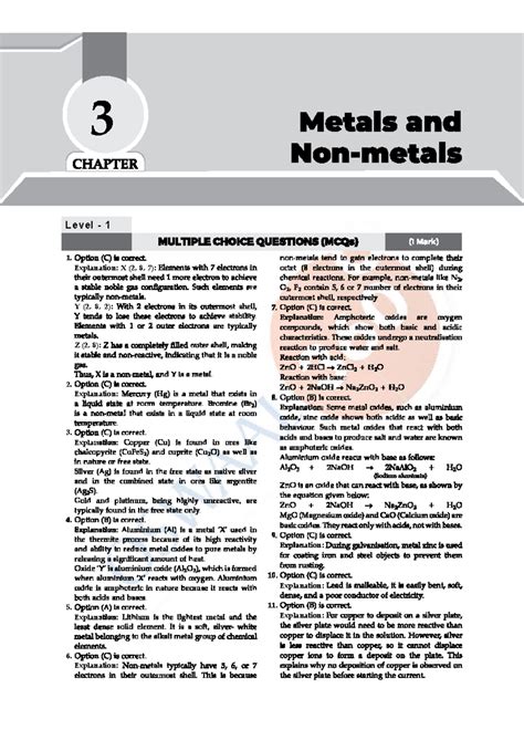 Ch-3 Metals and Non-Metals: Explanations and Configurations - Studocu