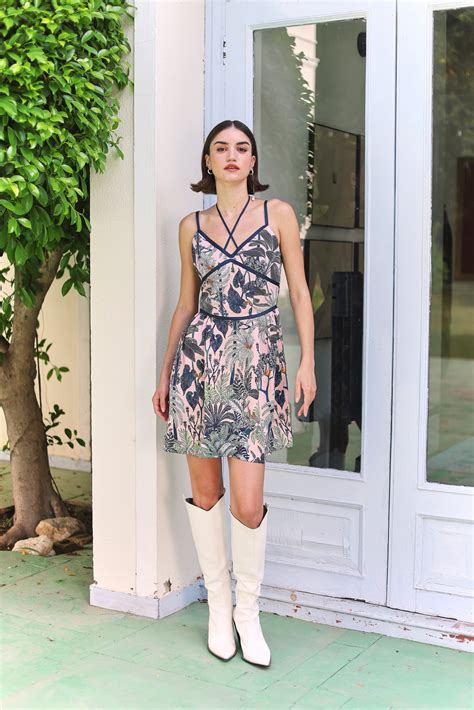 Evita Botanical Printed Mini Dress – Noemi