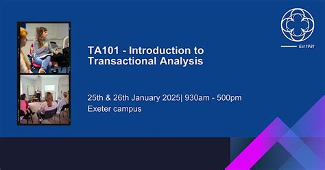 TA 101 Official Introduction to Transactional Analysis in Exeter, Iron ...
