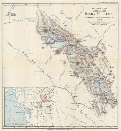 Royal Geographical Society (RGS), Waputik Mountains, Canadian Rockies, 1899 | The Map House