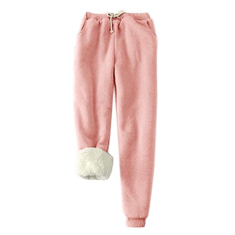 Women's Warm Sherpa Lined Sweatpants Jogger Fleece Pants Drawstring ...
