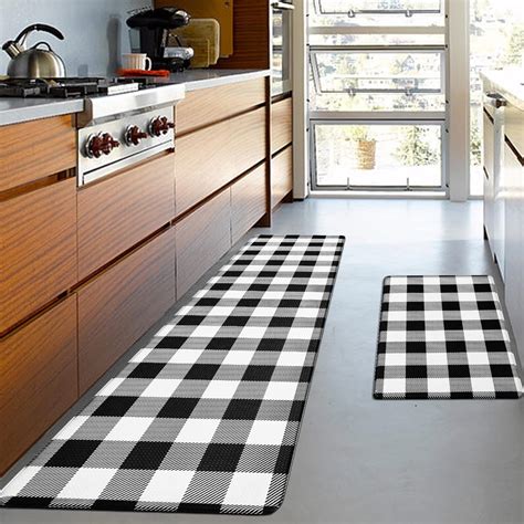 Amazon.com: MAYHMYO Kitchen Mat 2 PCS Black and White Kitchen Floor Mat ...