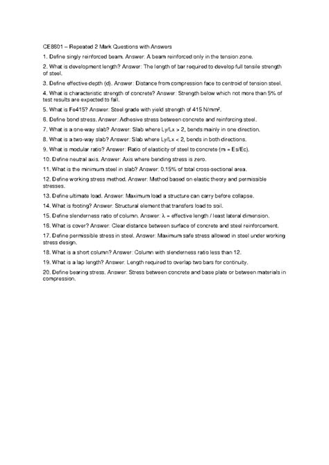 CE8601 Repeated 2 Mark Questions and Answers Summary - Studocu