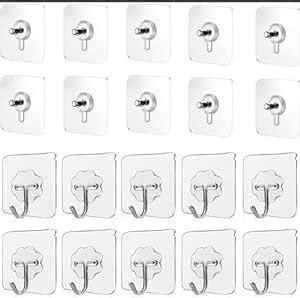 Self Adhesive Wall Hooks,Pack of 20 self - Adhesive Hooks(10 self ...