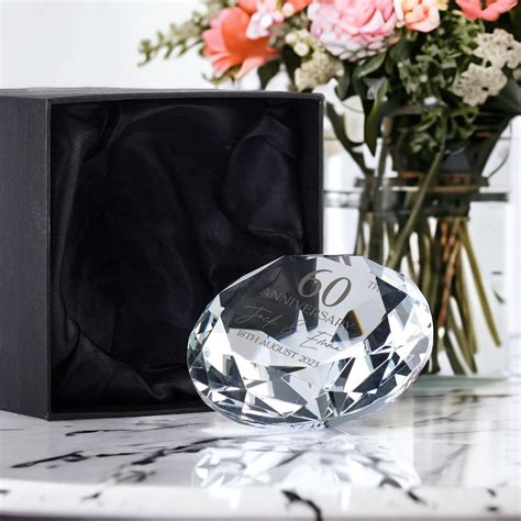 Personalised 60 Years Wedding Anniversary Romantic Gift Crystal Diamond ...