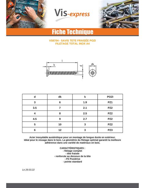 VBA Vis bois agglo Tête fraisée Pozi N°1 3X12 Filetage total Inox A4 ...