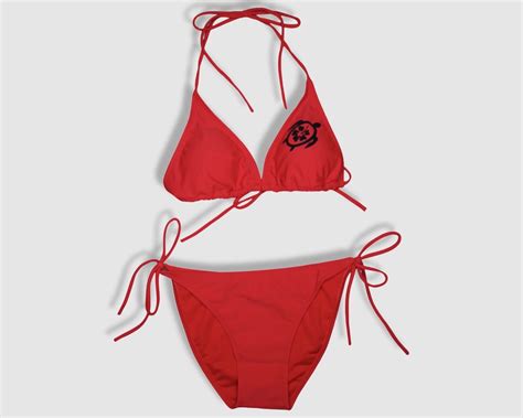 Two Piece String Bikini Set - Solid Red – Sparkle Swimwear