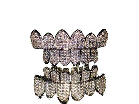 Buy 14k Iced Joker White Gold Grillz Finish for Mouth Top Bottom Hip ...