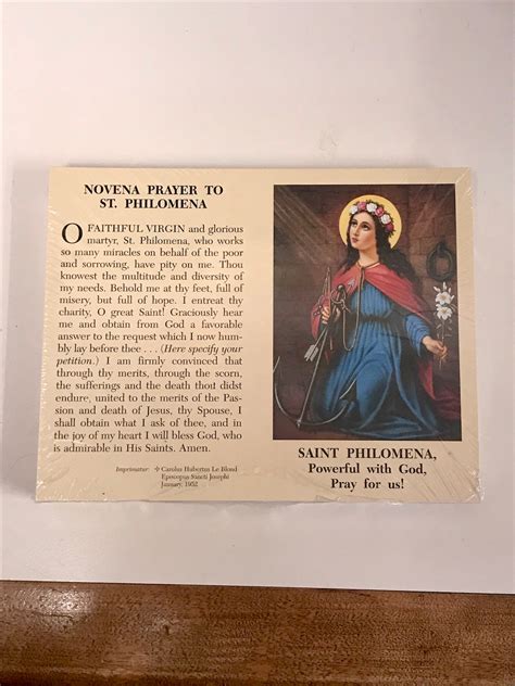 Novena Prayer to St. Philomena Prayer Card - Etsy