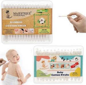 MAJESTIQUE Cotton Swab-For Babies & Adults 80-Swabs for Baby/100-Swabs ...