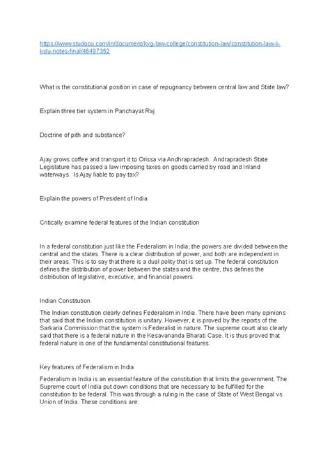 Constitution 2 - Lecture Notes on Federalism and Powers of Government ...