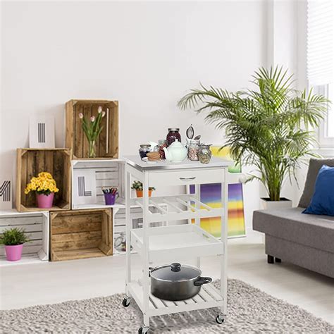 Buy Todeco Kitchen Island Cart, Wooden Rolling Kitchen Carts on Wheels ...