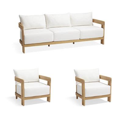 Porticello 3-pc. Sofa Set with Two Lounge Chairs in Natural Teak ...