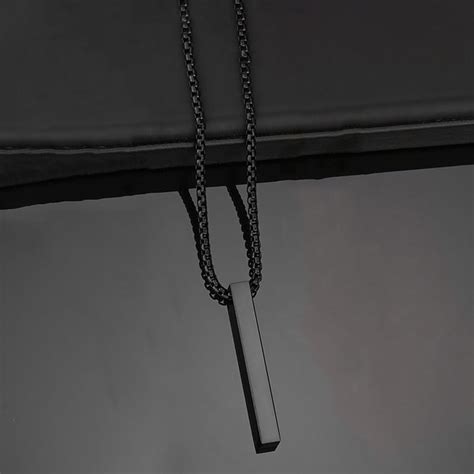 Buy Black Silver Plated Stainless Steel Anti Tarnish Bar Shaped Hip Hop ...