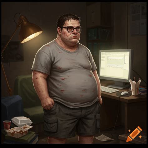 Humorous depiction of a chubby Discord moderator on Craiyon