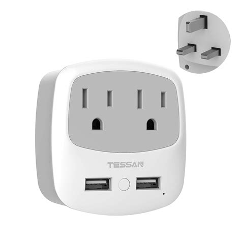 UK Ireland Travel Plug Adapter, TESSAN Type G Power Adaptor with 2 USB ...
