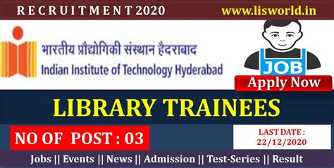 Recruitment 2020: Library Trainees (03 Posts) at Indian Institute of ...