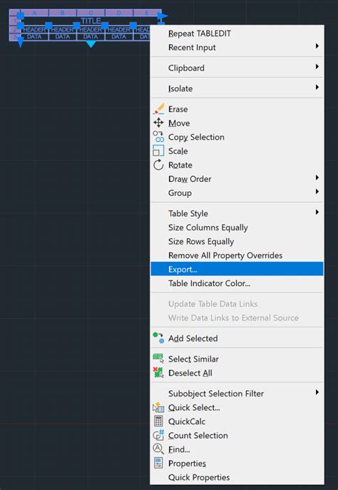 Image result for AutoCAD Table Export