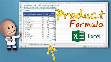 How to use Product formula in excel