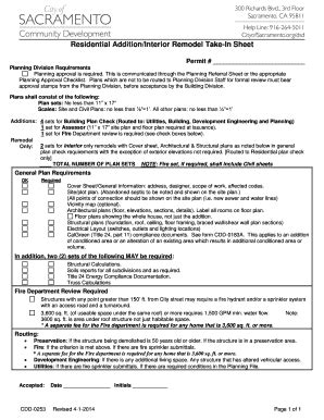 Fillable Online Residential Addition/Interior Remodel TakeIn Sheet ...