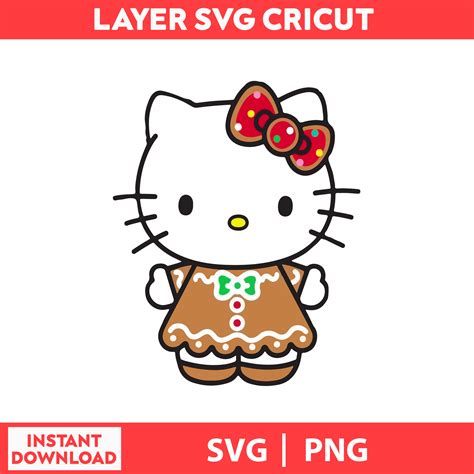 Gingerbread Hello Kitty, Cute Cat Svg, Kitty Svg, Kawaii Kit | Inspire ...