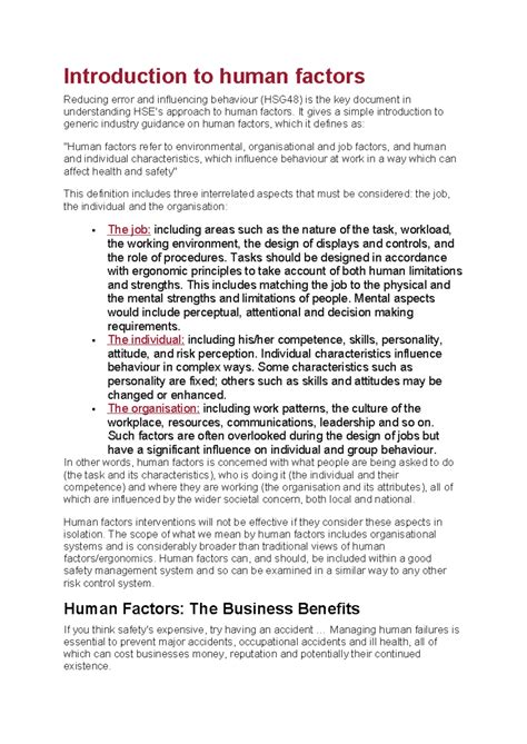 Unit2 Introduction to human factors - Introduction to human factors ...