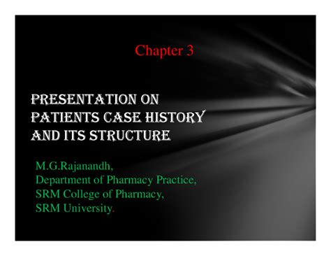 Presentation on Patients' Case History & Its Structure - PHAR 101 - Studocu